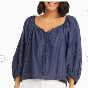 NWT ~ Karen Kane Denim Peasant Top